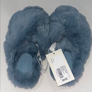 NWT Women's Paris Crossband Faux Fur Slide Slippers
